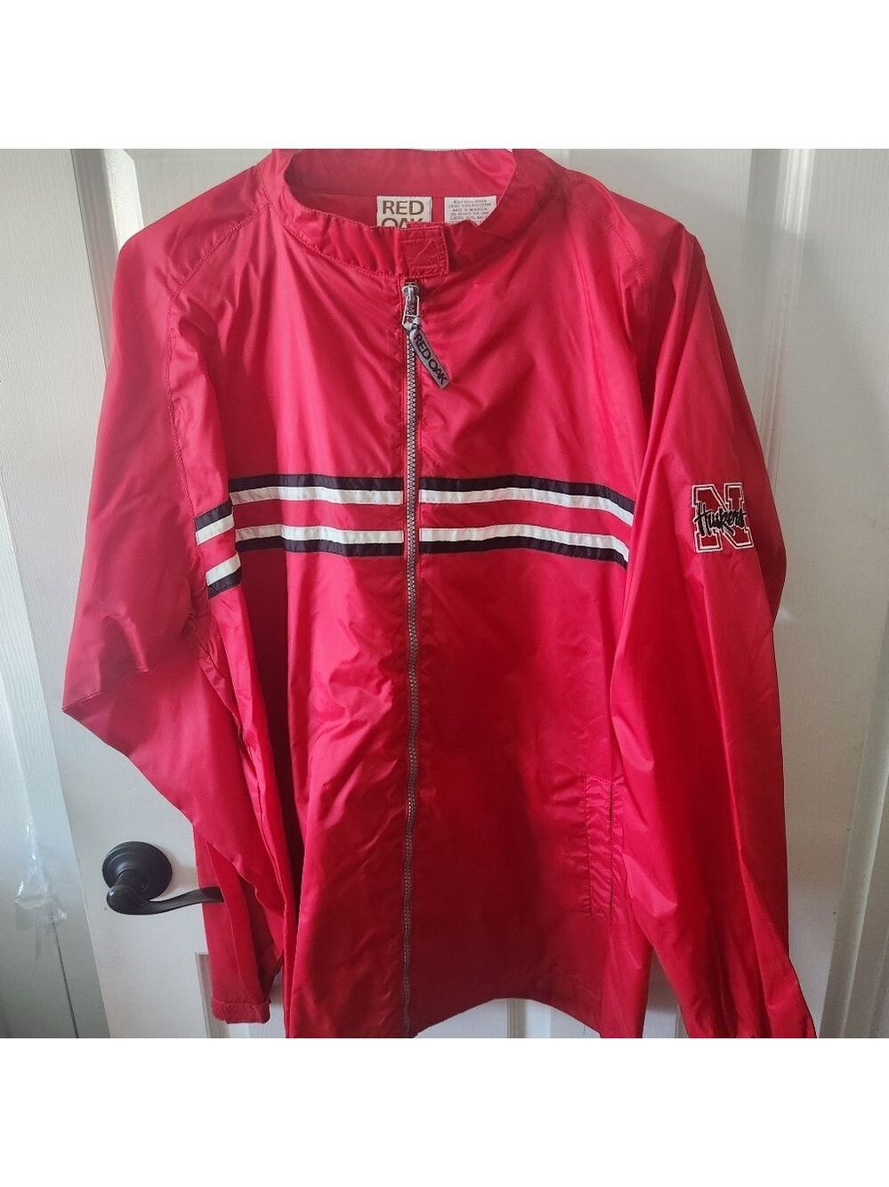 NWOT Nebraska Cornhuskers Red Jacket Size Large Red Oak Huskers Football